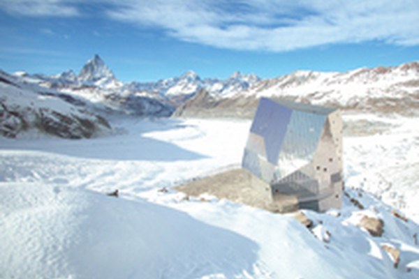 Glittering mountain hut in the Monte Rosa massif