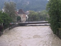 Global warming increases frequency and extent of flood catastrophes in the Alps