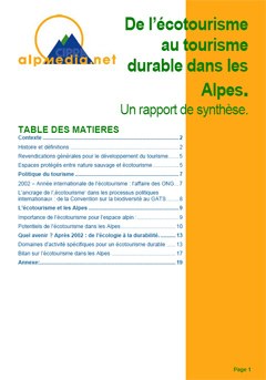 De l'écotourisme au tourisme durable dans les Alpes